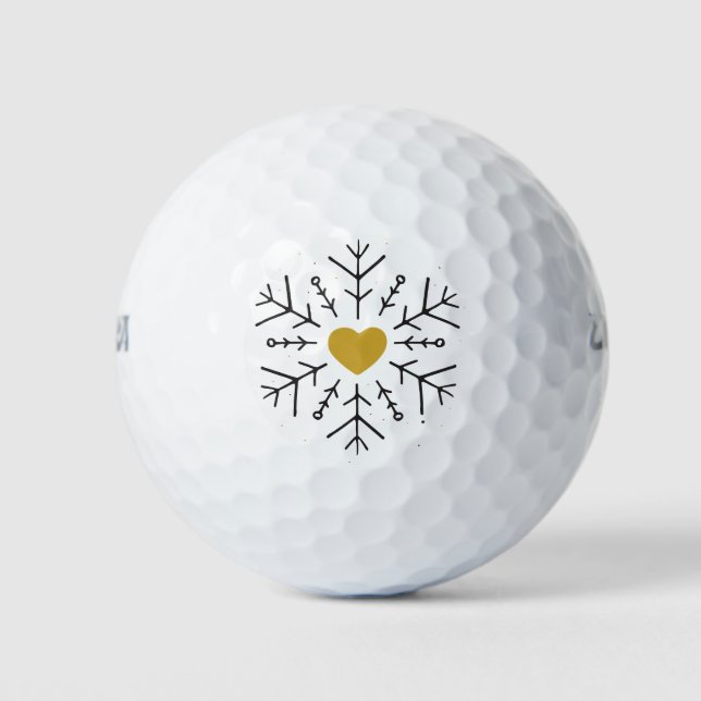 Happy Holidays Snowflake Herz Winter Art Design Golfball (Vorderseite)