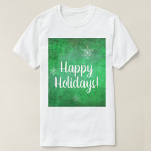 Happy Holidays Snowflakes auf Green T-Shirt