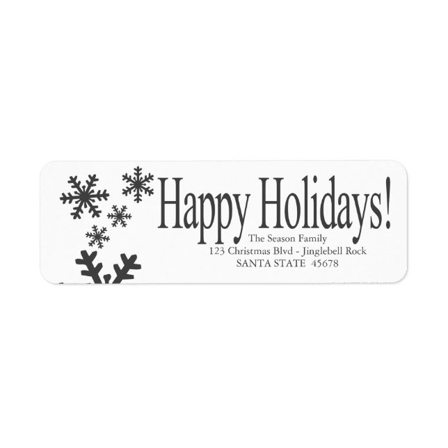 Happy Holidays Snowflakes Holiday Address Label (Vorne)