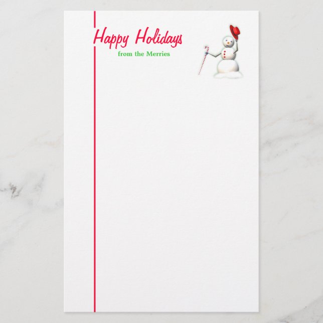 Happy Holidays Snowman Briefpapier (Vorderseite)