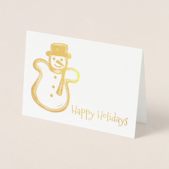 Happy Holidays Snowman Cookie Christmas Hanukkah Folienkarte (Vorderseite)
