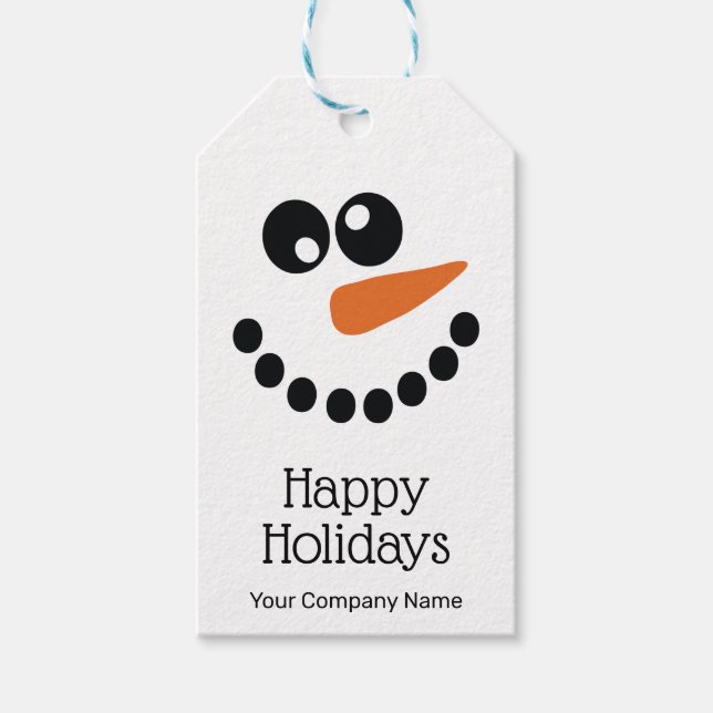 Happy Holidays Snowman Corporate Personalisiert Geschenkanhänger (Vorderseite)