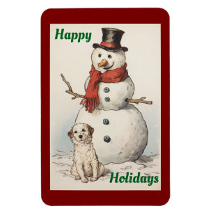 Happy Holidays Snowman Flexible Foto Magnet