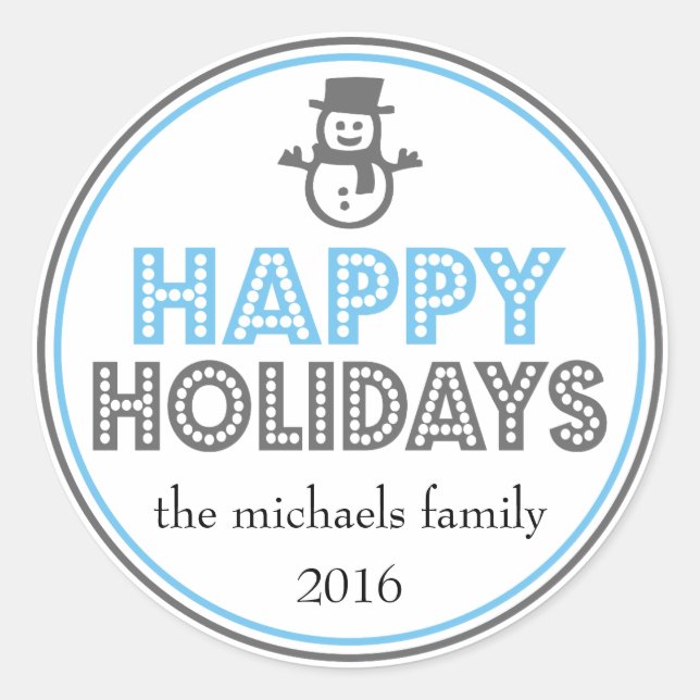 Happy Holidays Snowman Gefallen Sticker (blau / gr (Vorderseite)