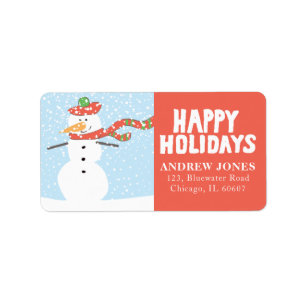 Happy Holidays Snowman Genießen Sie den Schnee Adressaufkleber