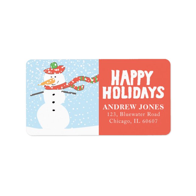 Happy Holidays Snowman Genießen Sie den Schnee Adressaufkleber (Vorne)