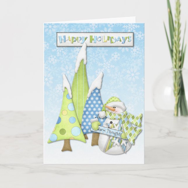 Happy Holidays Snowman Grußkarten Feiertagskarte (Vorderseite)