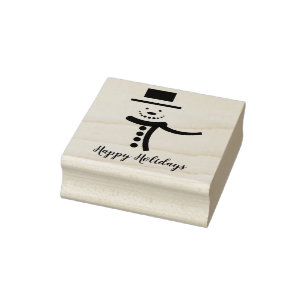 Happy Holidays Snowman Gummistempel