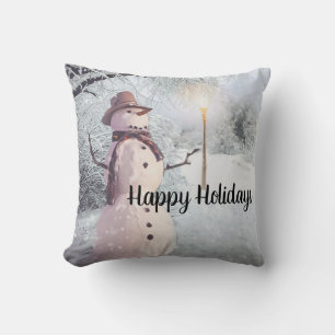 Happy Holidays Snowman Kissen