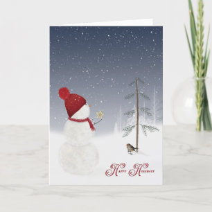 Happy Holidays Snowman mit Stern Feiertagskarte