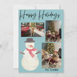 Happy Holidays Snowman Photo Card Feiertagskarte