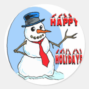Happy Holidays Snowman Runder Aufkleber