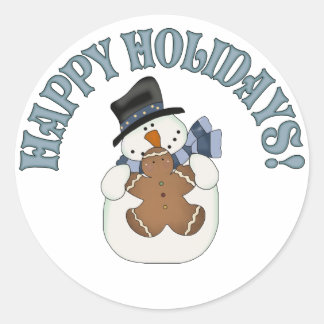 Happy Holidays Snowman Runder Aufkleber