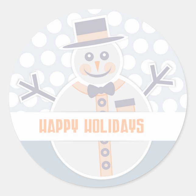 Happy Holidays Snowman Runder Aufkleber (Vorderseite)