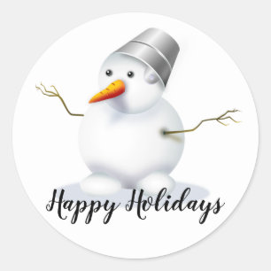 Happy Holidays Snowman Runder Aufkleber