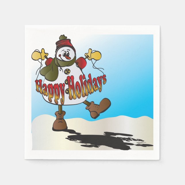 Happy Holidays Snowman Serviette (Vorderseite)
