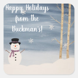 Happy Holidays Snowman Stickers