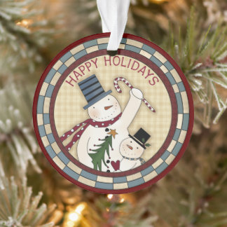 Happy Holidays Snowman Vater und Sohn Ornament