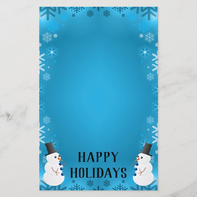 Happy Holidays Snowmen Briefpapier (Vorderseite)