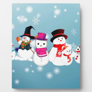 Happy Holidays Snowmen Fotoplatte