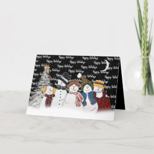 Happy Holidays Snowmen in Schneeflocken Feiertagskarte