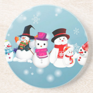 Happy Holidays Snowmen Sandstein Untersetzer