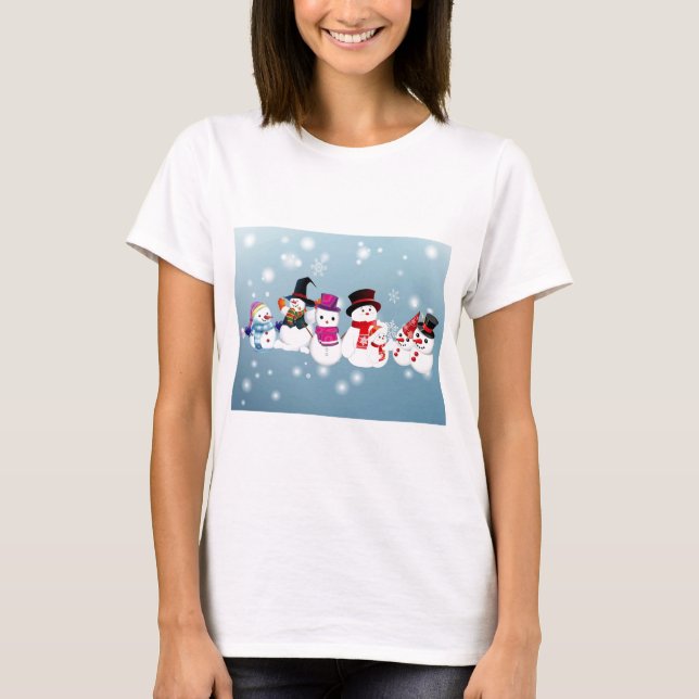 Happy Holidays Snowmen T-Shirt (Vorderseite)