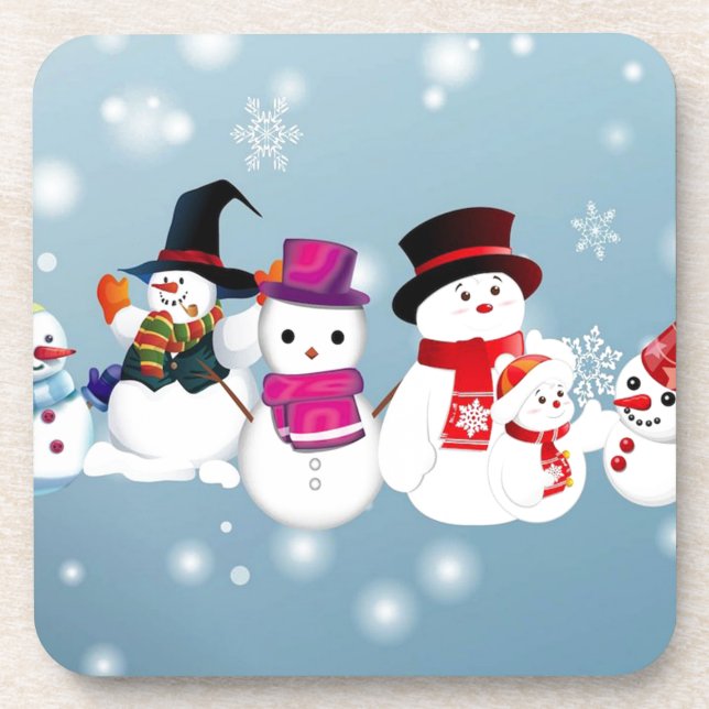 Happy Holidays Snowmen Untersetzer (Vorderseite)