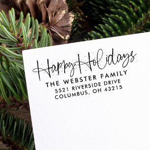 Happy Holidays Spaß festliche einfache Rücksendead Permastempel