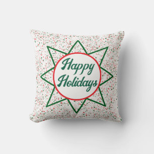 Happy Holidays / Star / Green Red Spritzer Kissen