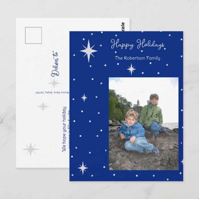Happy Holidays Starlight Foto Postkarte (Vorne/Hinten)