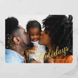 Happy Holidays Starry Sparkle Foto 5 x 7 Folien Feiertagskarte