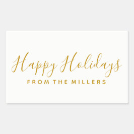 Happy Holidays Sticker Gold Script