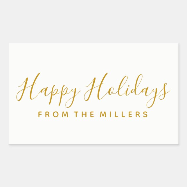 Happy Holidays Sticker Gold Script (Vorderseite)