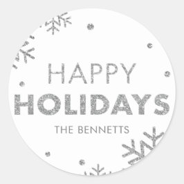 Happy Holidays Sticker Imitate Silver