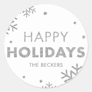 Happy Holidays Sticker Imitate Silver