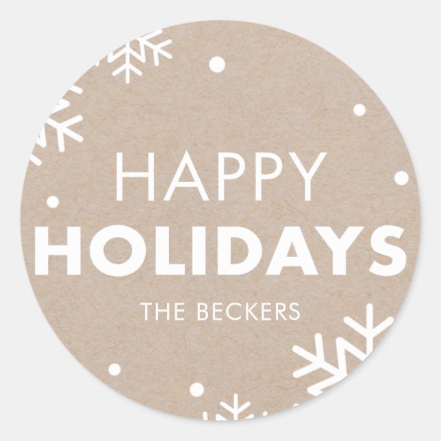 Happy Holidays Sticker Kraft (Vorderseite)