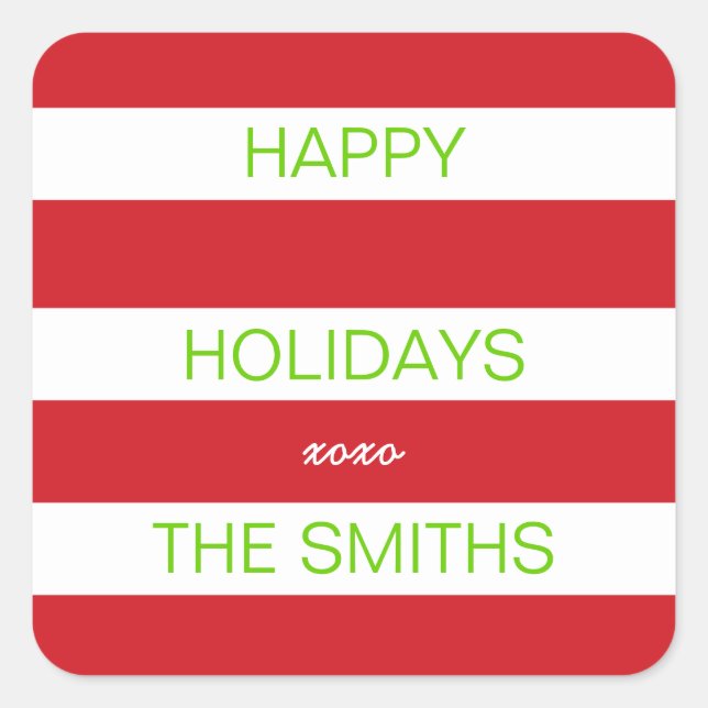 Happy Holidays Sticker (rot und weiß) (Vorderseite)