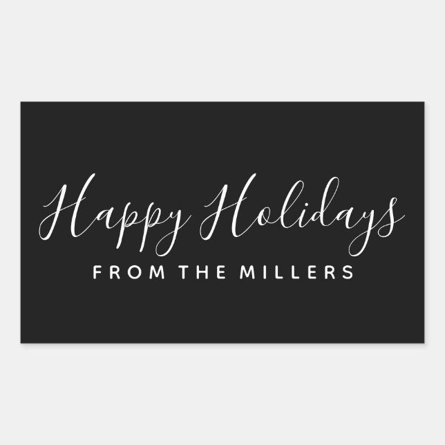 Happy Holidays Sticker Script Personalisiert (Vorderseite)