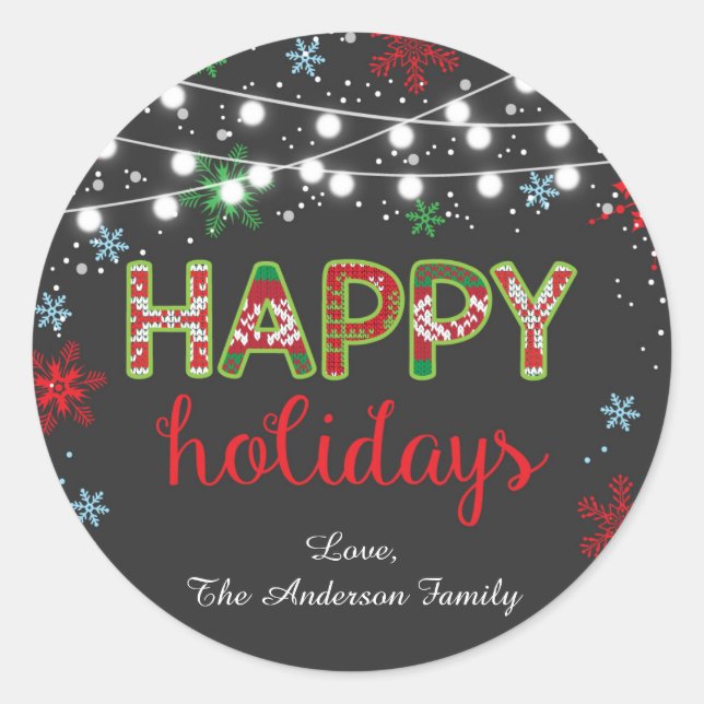 Happy Holidays Sticker / Ugly Sweater Sticker (Vorderseite)