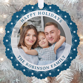 Happy Holidays Stilvolle Moderne Elegantes Foto Ornament Karte