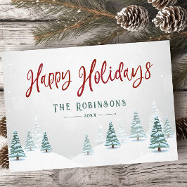 Happy Holidays Stilvolle Rustikale Winterbäume Feiertagskarte