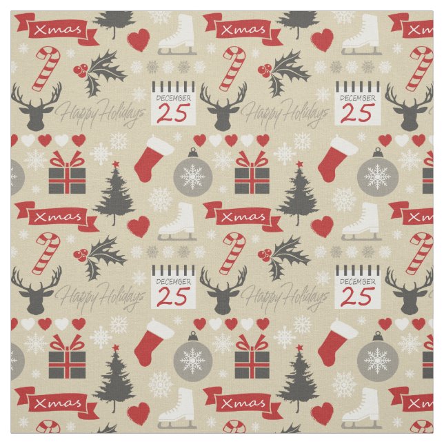 Happy Holidays Stoff (Muster)
