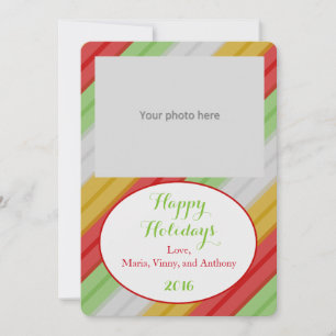 Happy Holidays Striped Foto Feiertagskarte