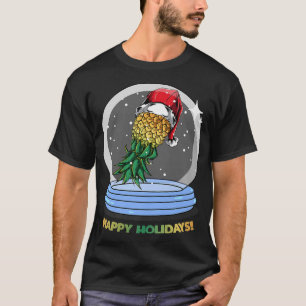 Happy Holidays Swinger Pineaple Globe T-Shirt