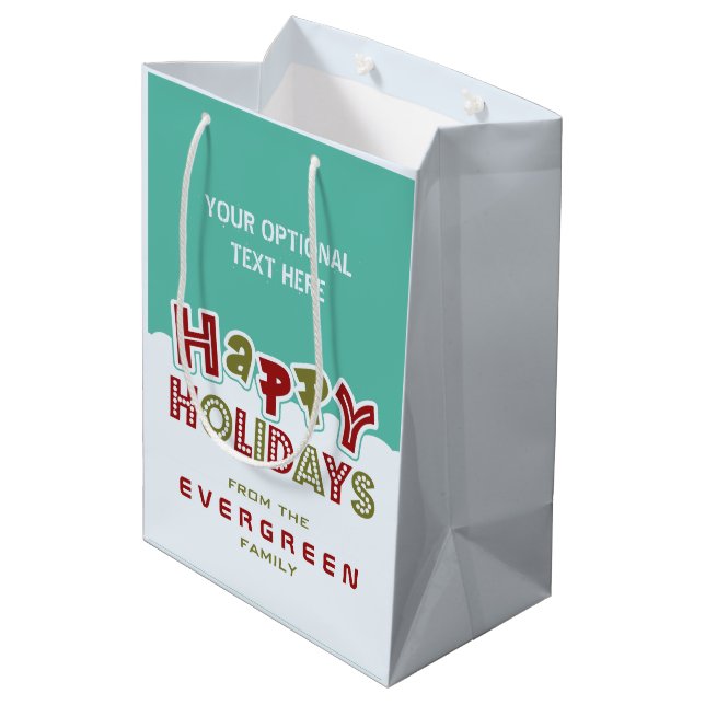 Happy Holidays Tasche Mittlere Geschenktüte (Rückseite Schrägansicht)