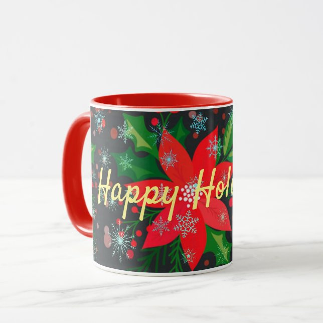 Happy Holidays Tasse (Vorderseite Links)
