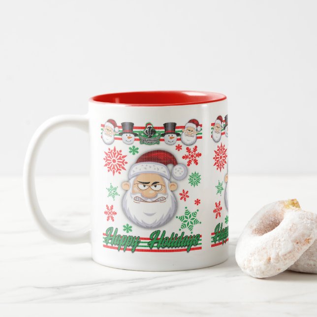 Happy Holidays Tasse Santa Face (Mit Donut)