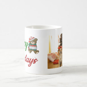 Happy Holidays Teddy Bear Weihnachts-Foto-Skript Kaffeetasse