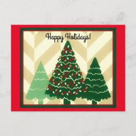 Happy Holidays Three Trees Feiertagspostkarte